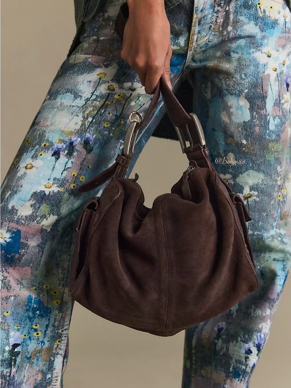 NWT Free People Boxy Shoulder Bag Leather Suede - Picture 11 of 13